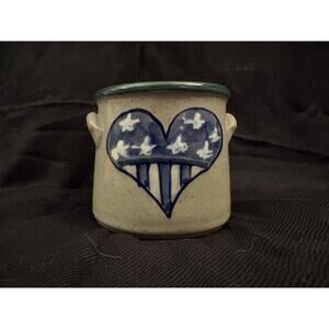 Great Bay Pottery NH Salt-glazed Mini Crock Patriotic Heart Country Primitive